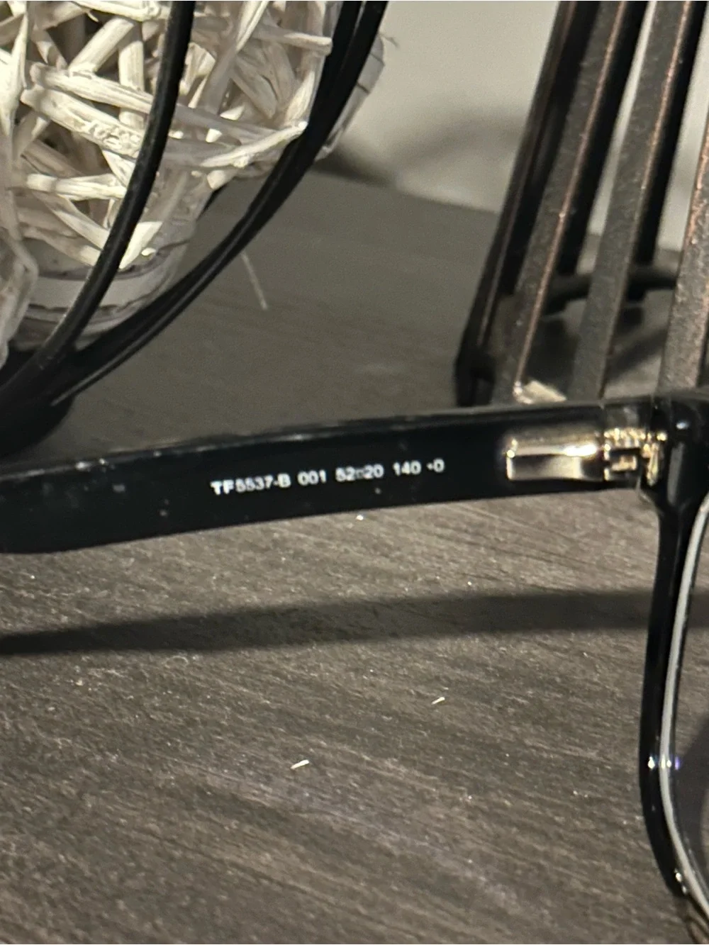 Tom Ford Black Acetate Square Optical Glasses with Gold 'T' Temples